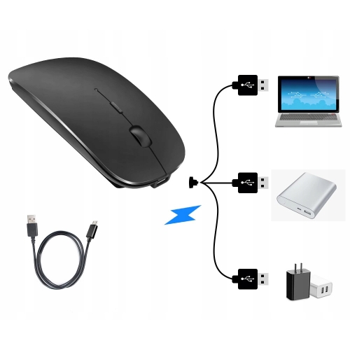 Bezprzewodowa myszka komputerowa USB 1600 DPI TV | czarny