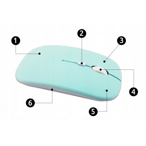 Myszka bezprzewodowa Bluetooth cicha myszka optyczna | turkusowy