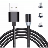 Kabel zasilający magnetyczny 3w1 Lightning microUSB USB-C USB